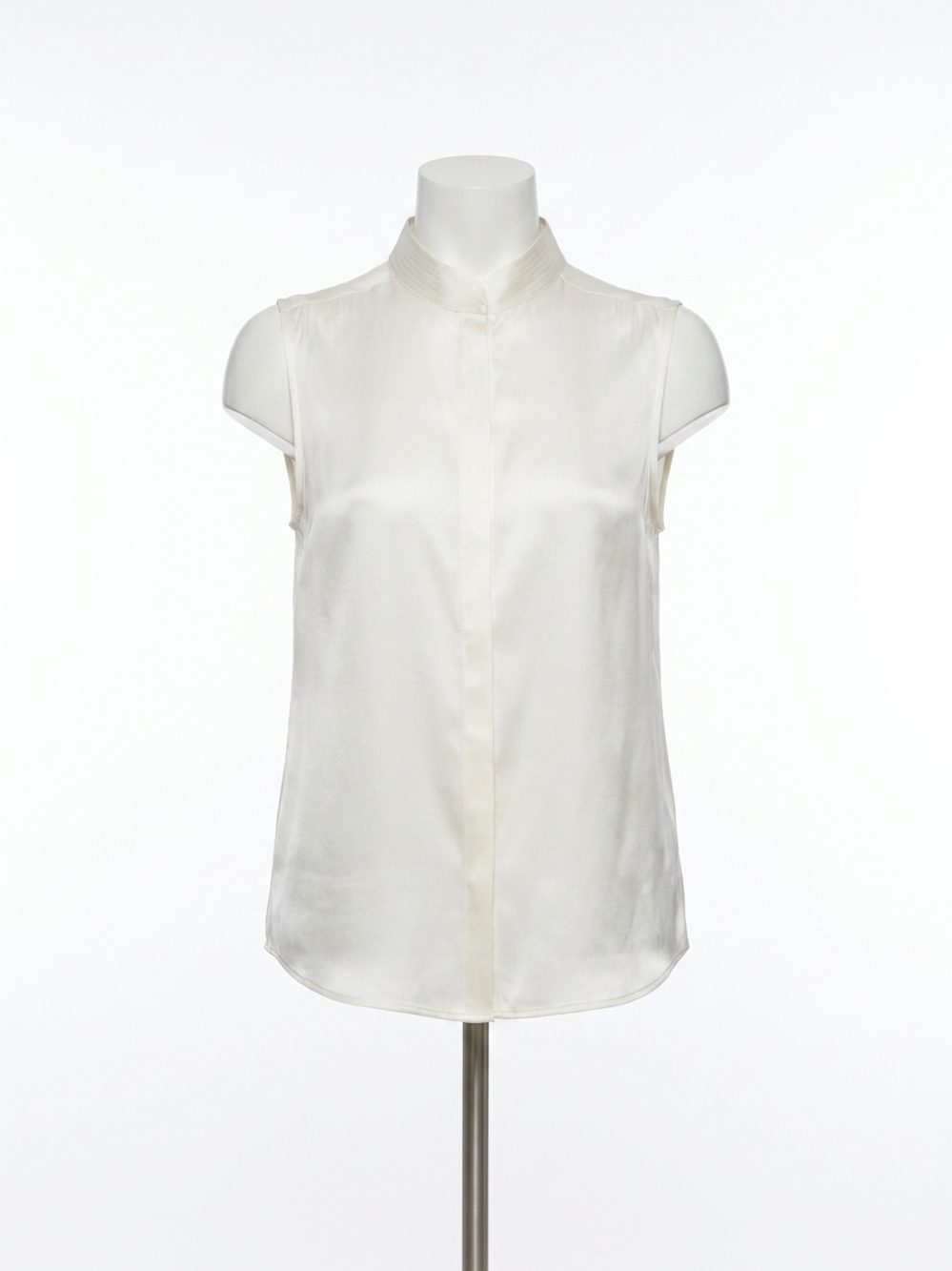 NEW L'AGENCE phoebe sleeveless band collar blouse in ivory